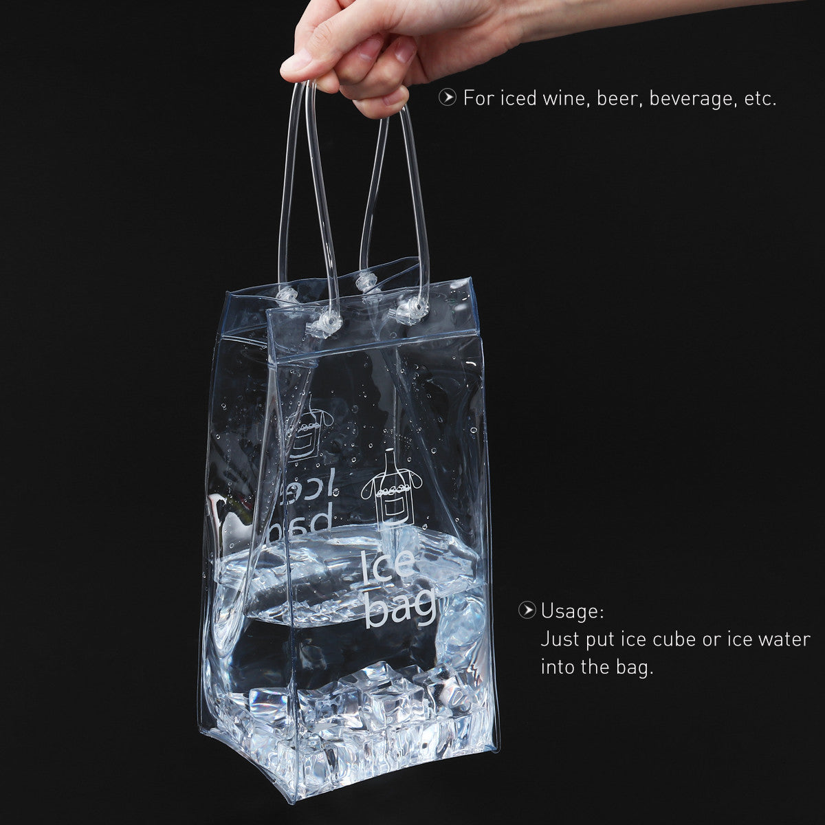 BESTOMZ Durable Clear Transparent PVC Champagne Wine Ice Bag Pouch Cooler Bag with Handle